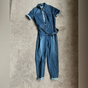 Joe's Jeans Blue Denim Short Sleeve Jumpsuit Overalls L (12-14)